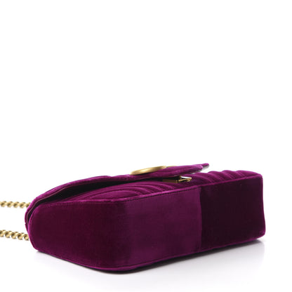 Gucci Velvet Matelasse Small GG Marmont Shoulder Bag Fuchsia Violet Cyclamen 4 of 10