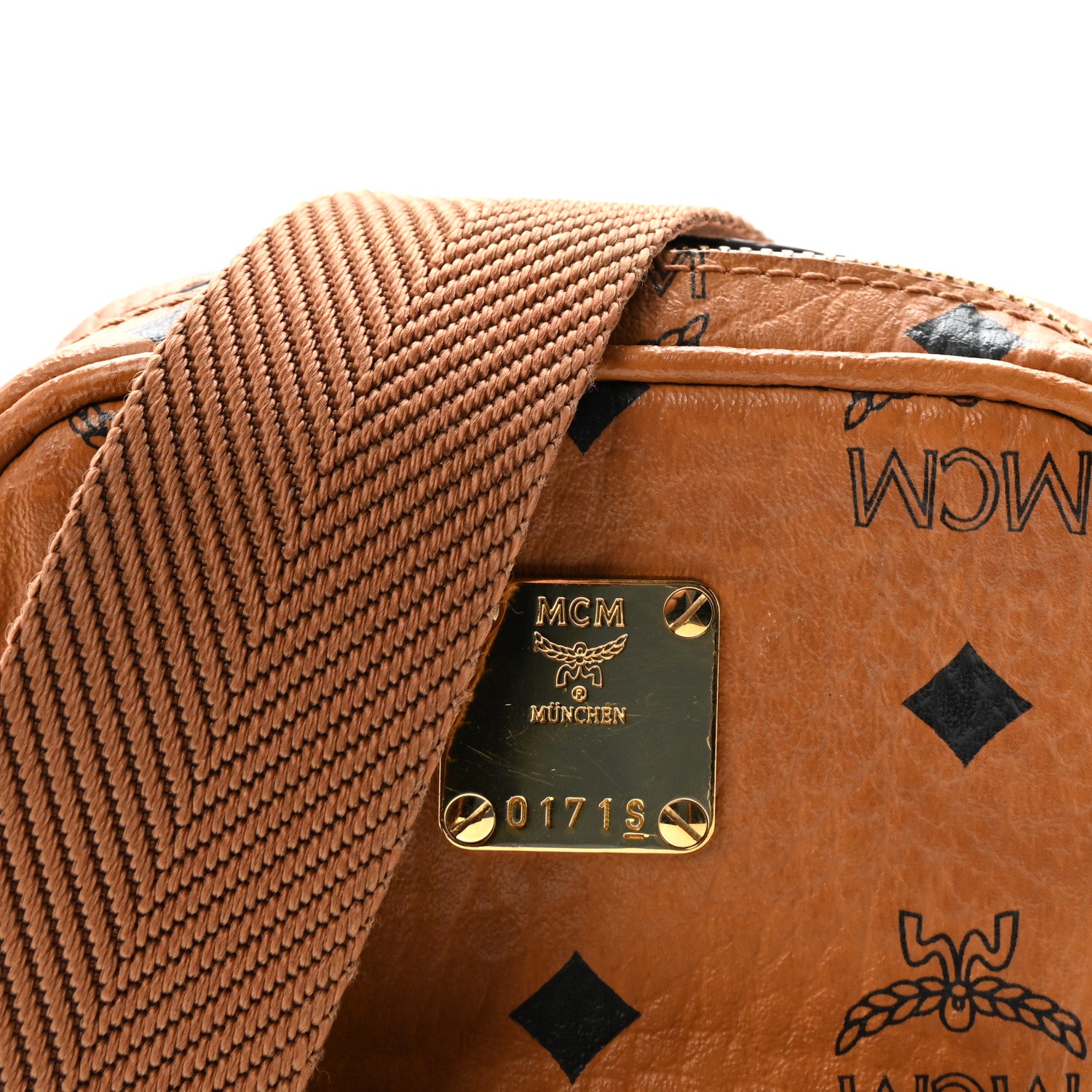 MCM Visetos Camera Crossbody Bag Cognac 7 of 9