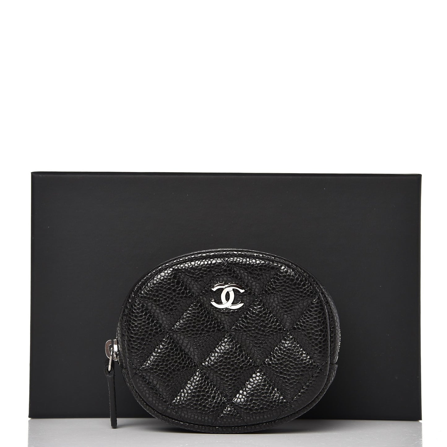 Caviar Quilted Zip Around Classic Coin Purse Black
