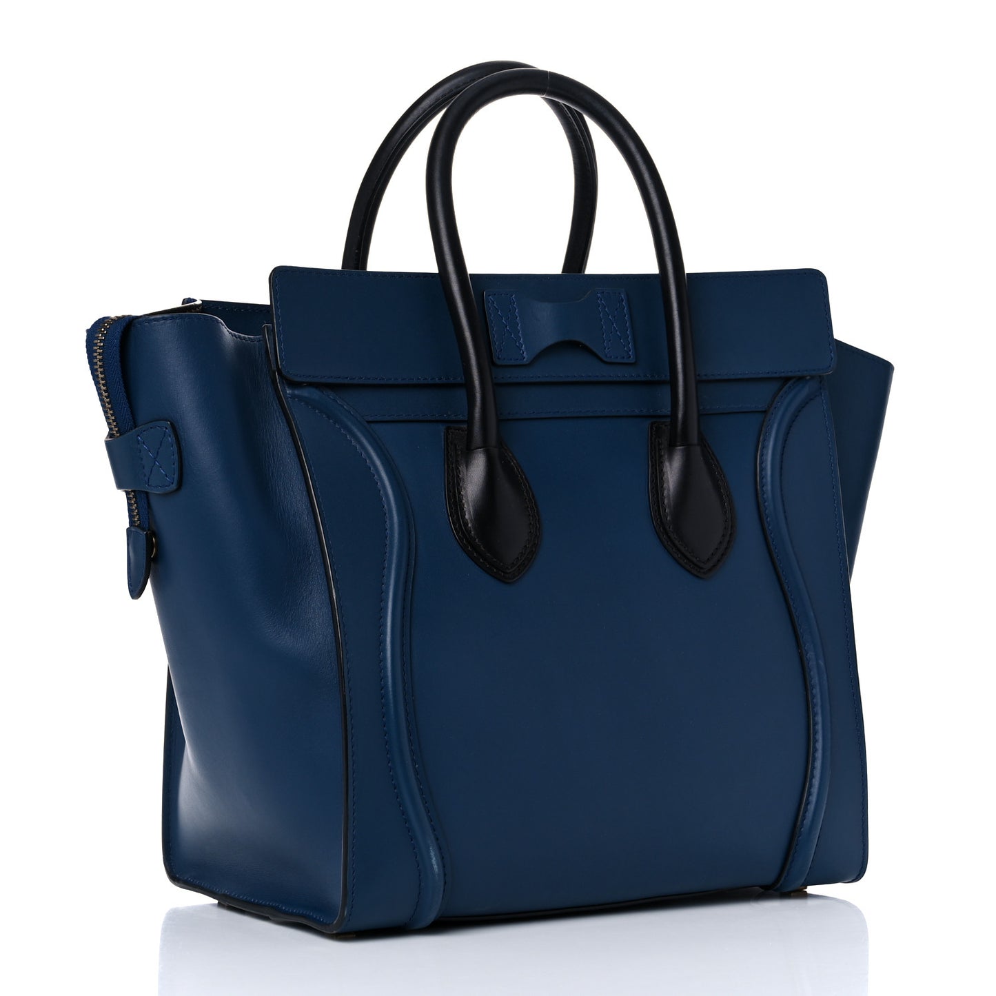 Smooth Calfskin Mini Bi-Color Luggage Ocean Blue