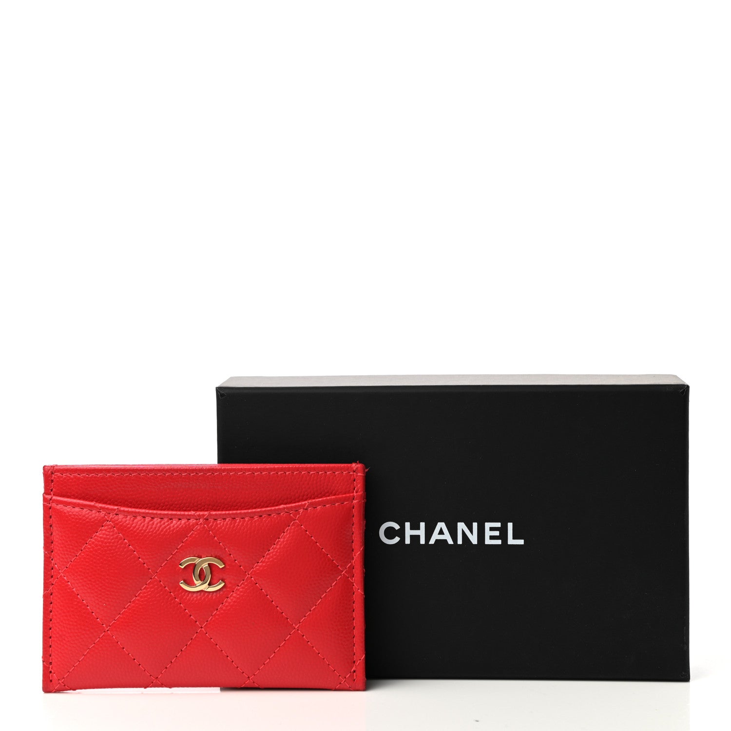 Chanel Caviar Quilted Card Holder Red 9 of 9