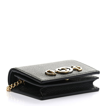 Gucci Grainy Calfskin Zumi Chain Card Case Wallet Black 4 of 7