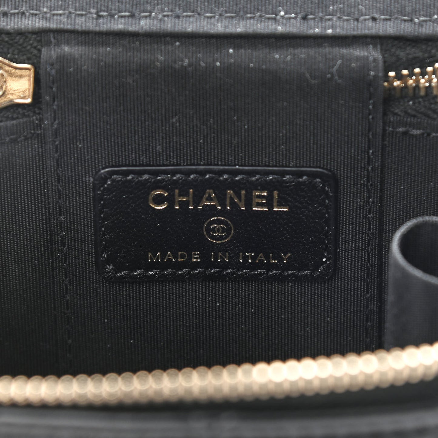 Lambskin Quilted Top Handle Mini Vanity Case With Chain Black