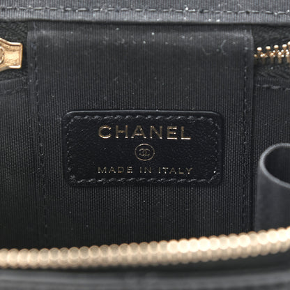 Chanel Lambskin Quilted Top Handle Mini Vanity Case With Chain Black 6 of 11