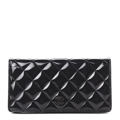 Chanel Patent Calfskin Quilted Yen Wallet Black 1 of 10