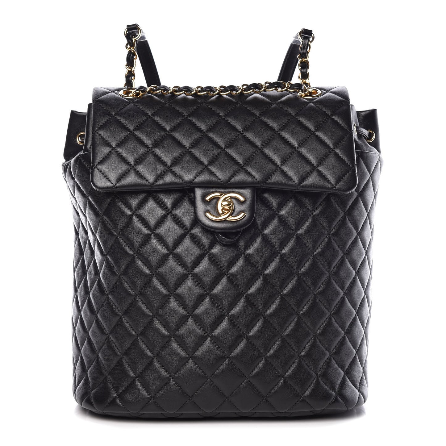 Lambskin Quilted Large Urban Spirit Backpack Black