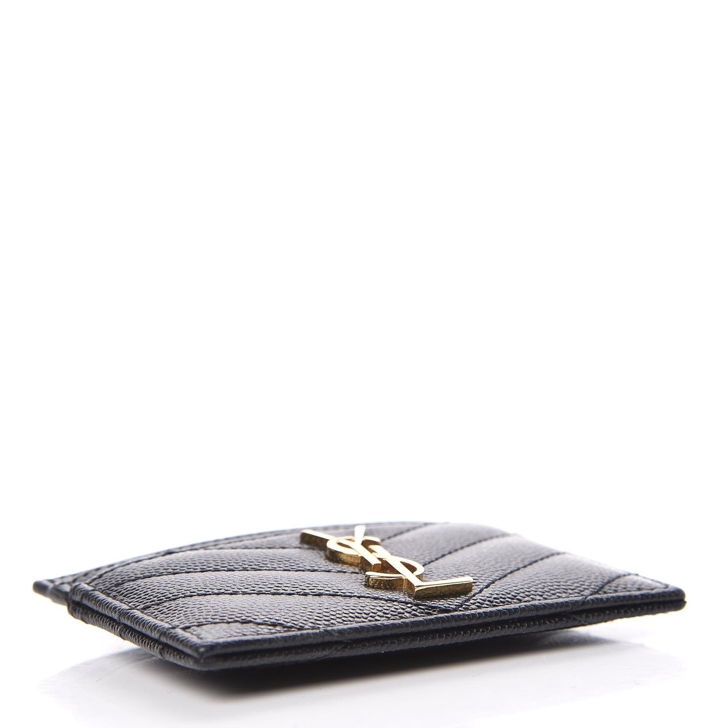 Grain De Poudre Matelasse Chevron Monogram Credit Card Case Black