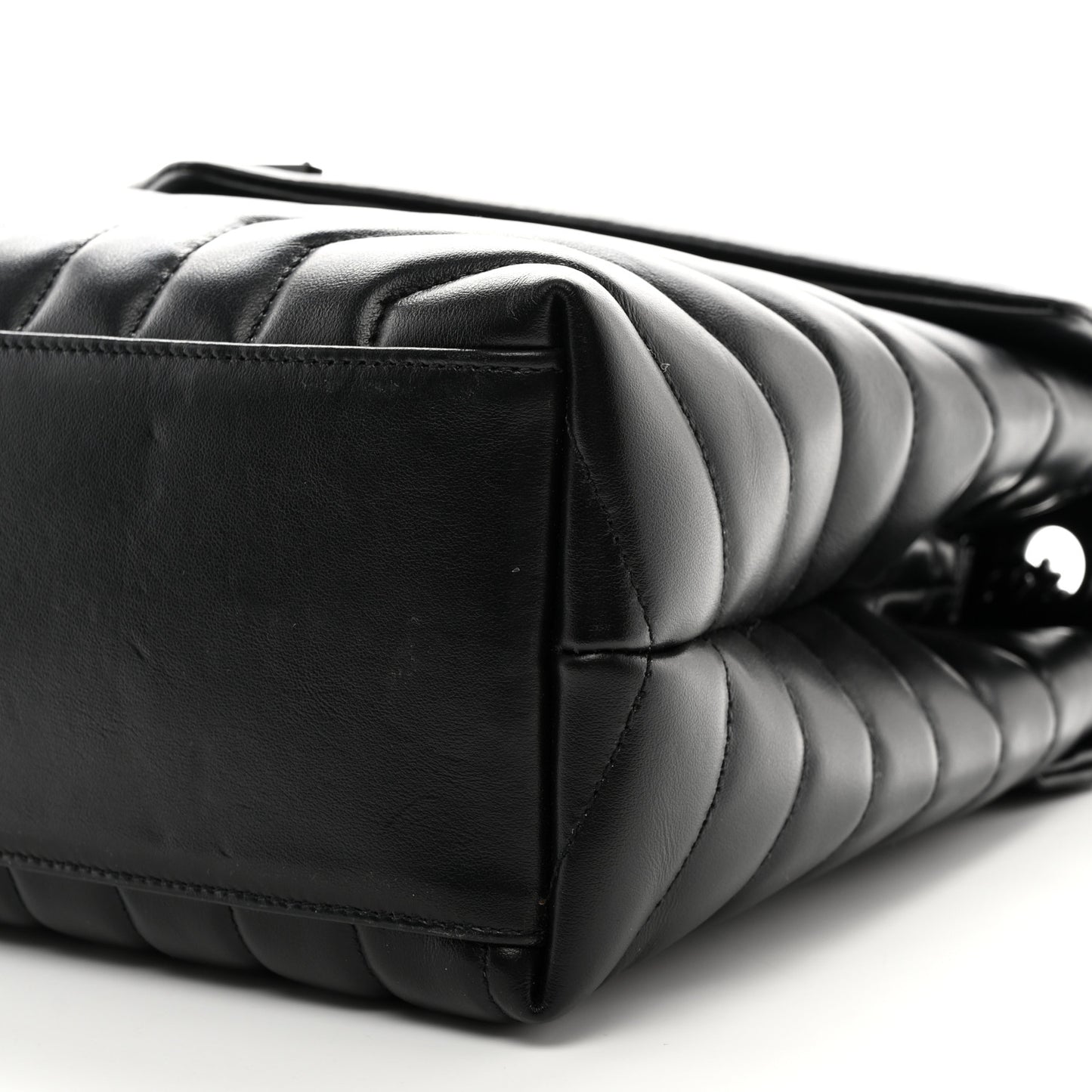 Calfskin Y Quilted Monogram Monochrome Medium Loulou Chain Satchel Black