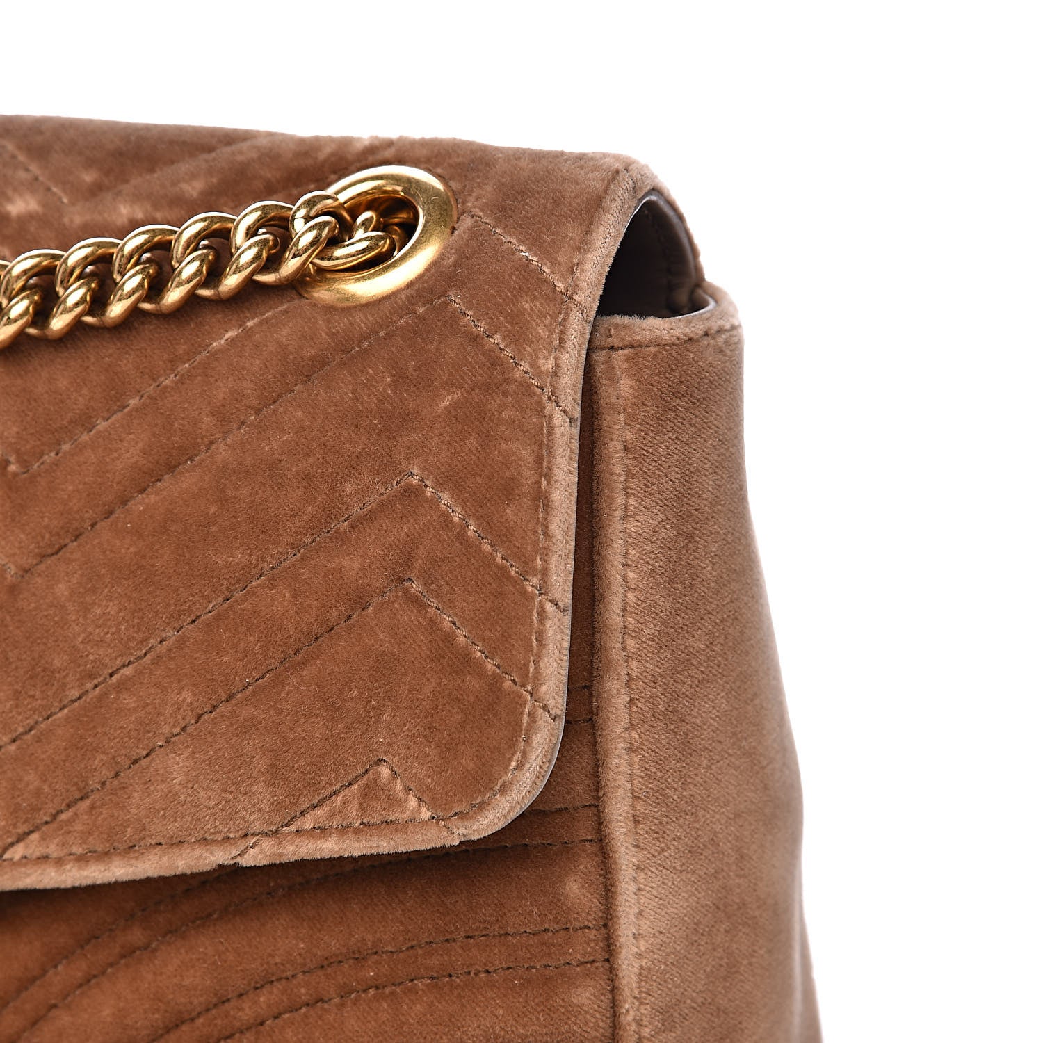 Gucci Velvet Matelasse Medium GG Marmont Shoulder Bag Taupe 10 of 17