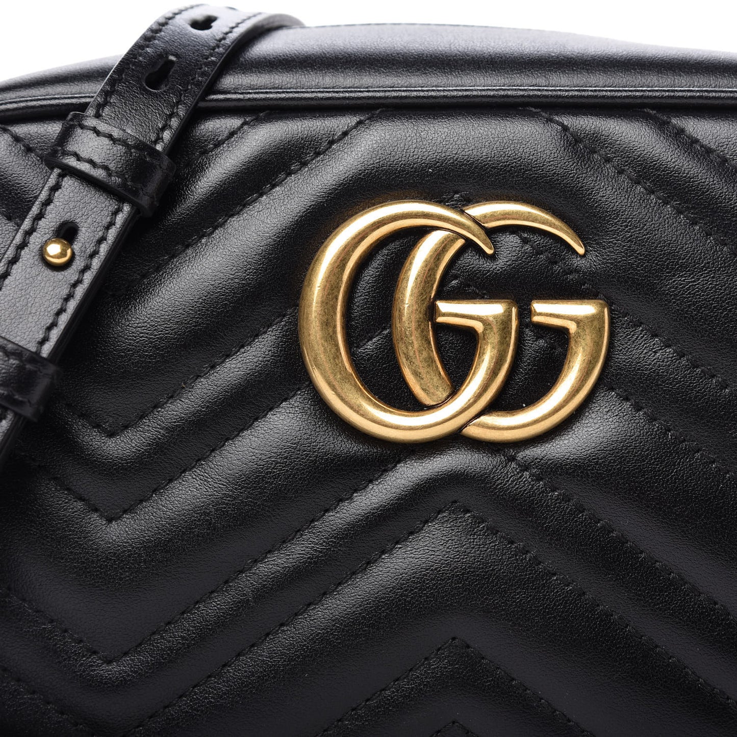 Calfskin Matelasse Small GG Marmont Chain Shoulder Bag Black