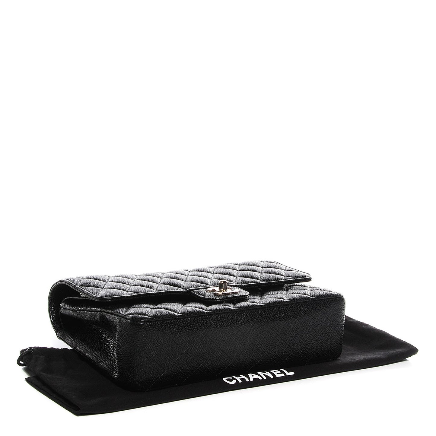 Caviar Quilted Medium Double Flap Black