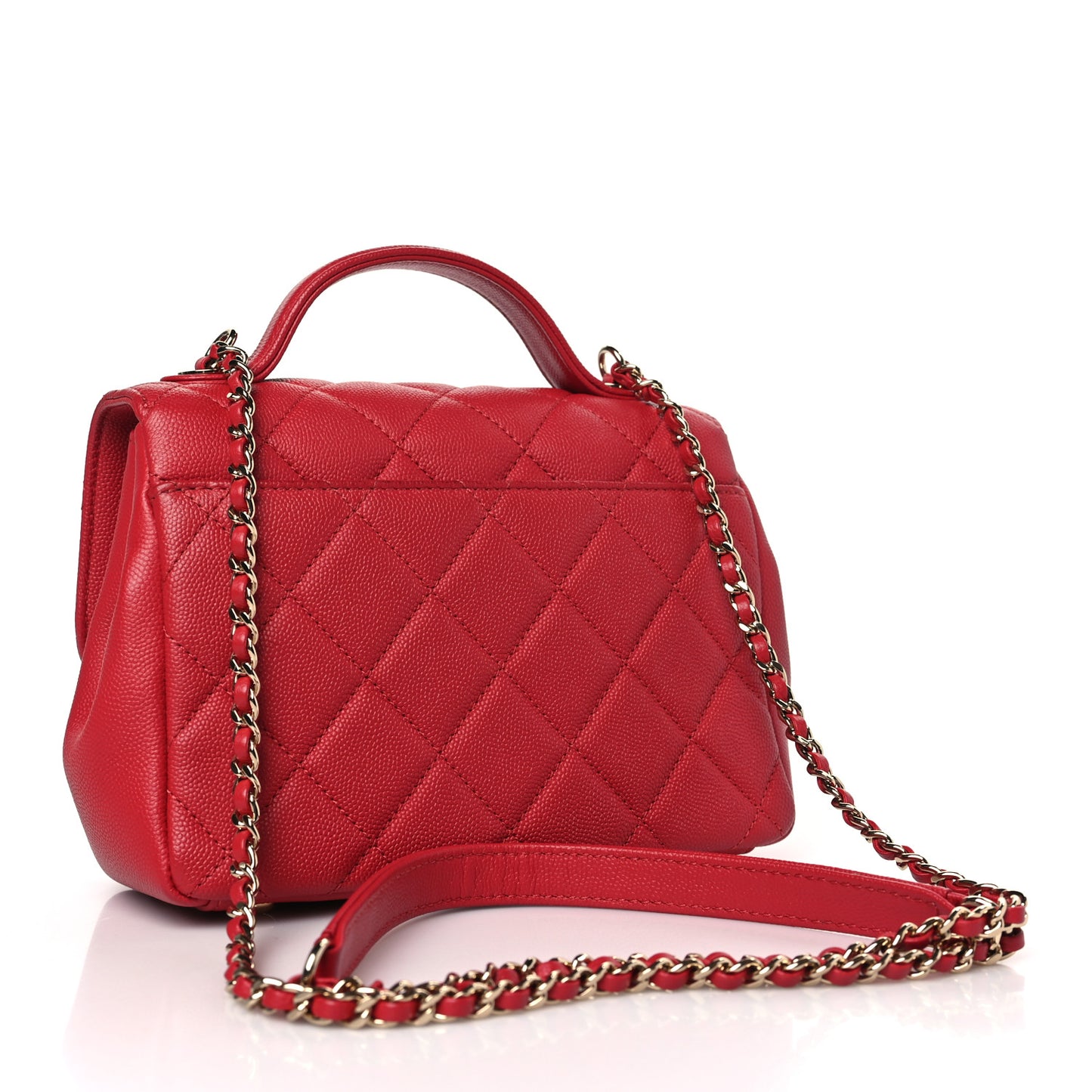 Caviar Quilted Small Business Affinity Flap Red