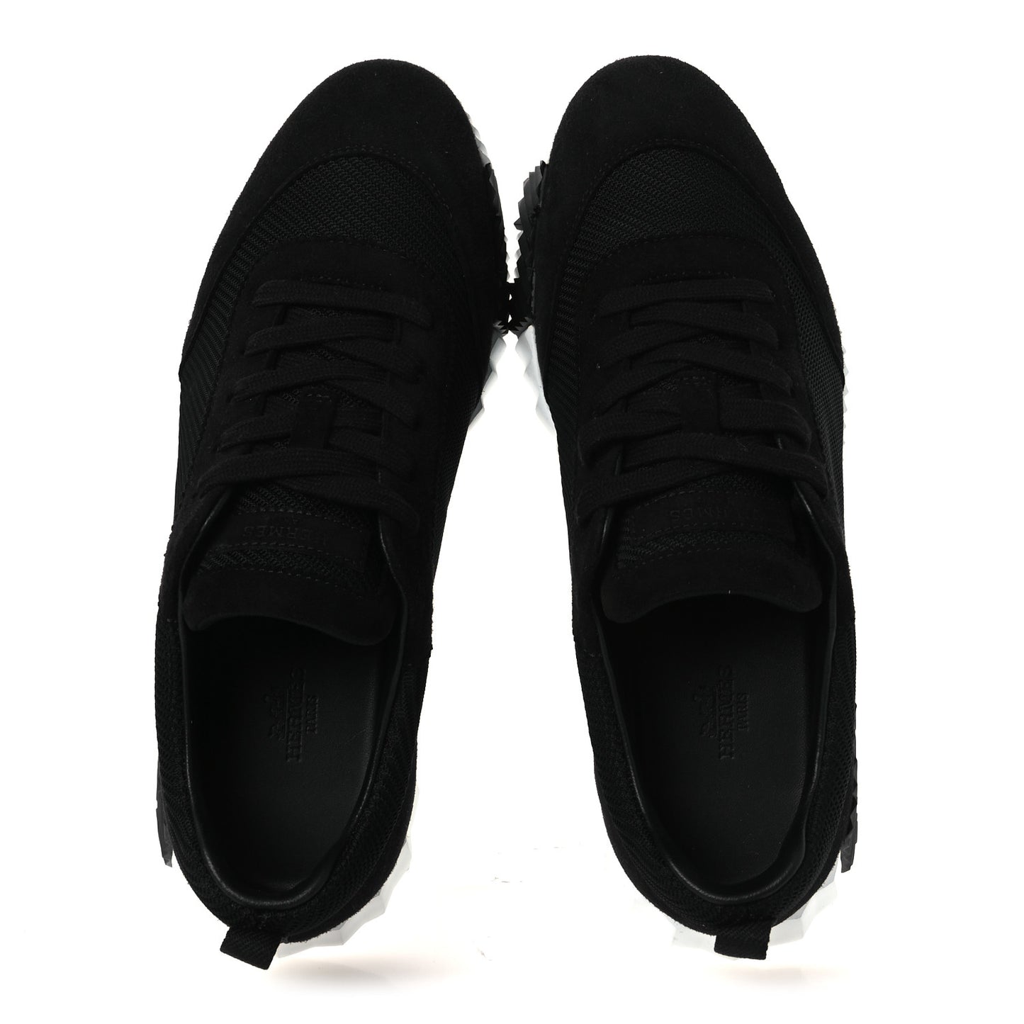 Textured Mesh Suede Goatskin Bouncing Sneakers 40 Black