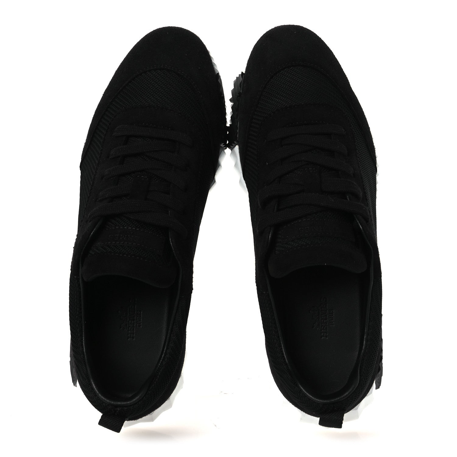 Hermes Textured Mesh Suede Goatskin Bouncing Sneakers 40 Black 2 of 11