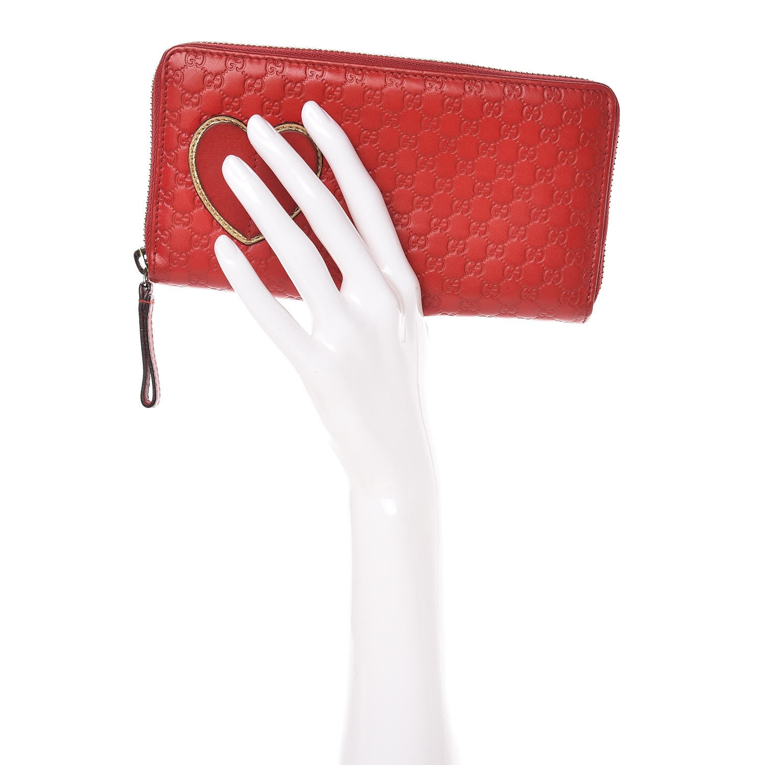 Gucci Microguccissima Heart Zip Around Wallet Red 2 of 12