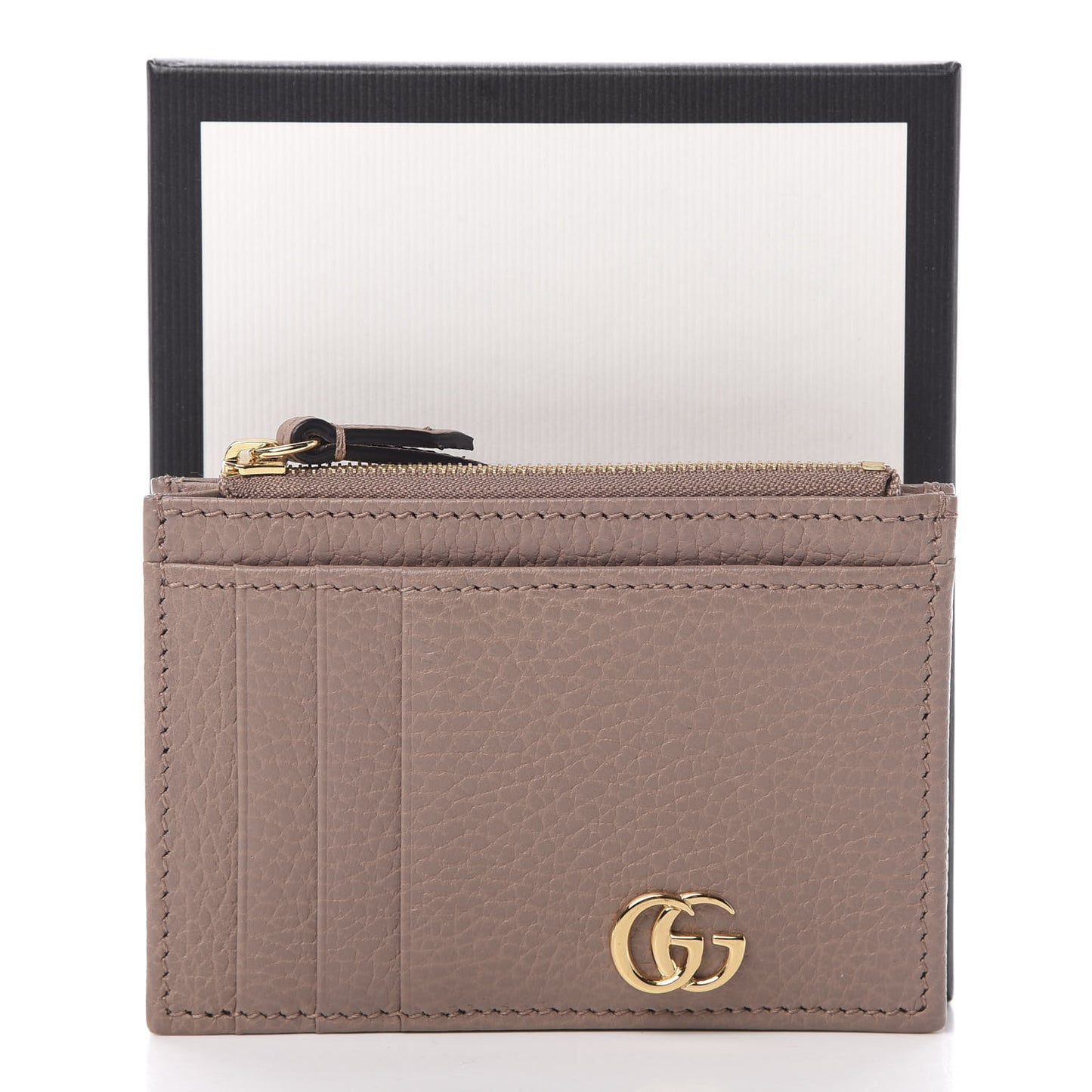Dollar Calfskin GG Marmont Coin Case Card Holder Porcelain Rose