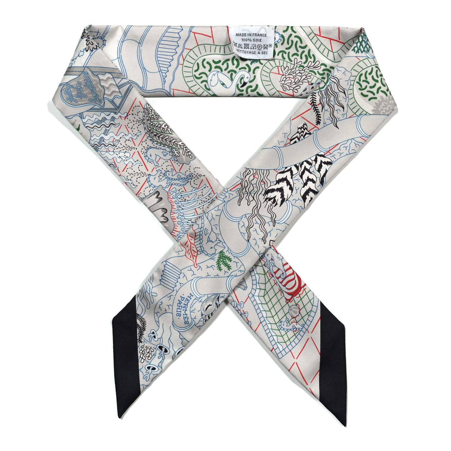 Silk Splash Park Twilly Gris Perle Vert Black