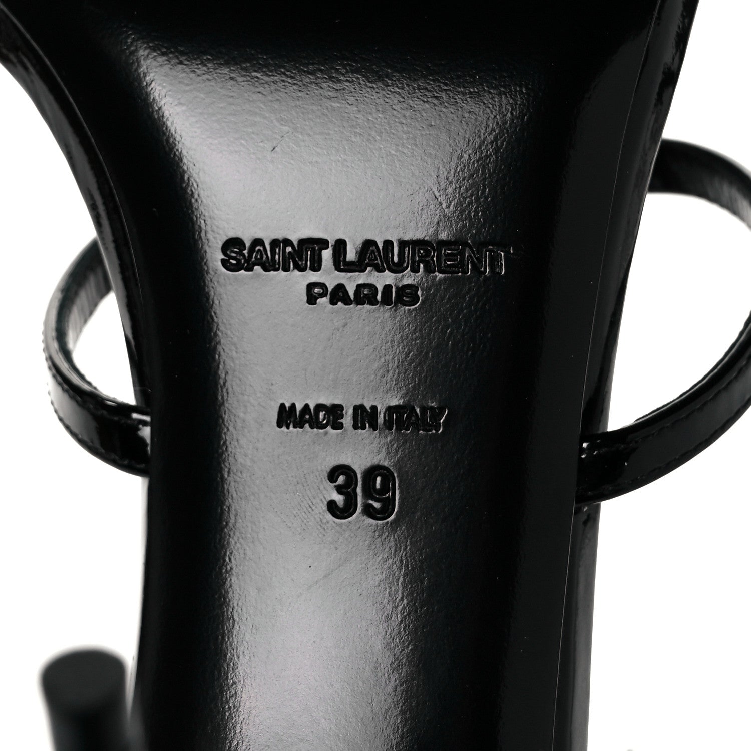 Saint Laurent Patent Calfskin Cassandra 100 Sandals 39 Black 6 of 7