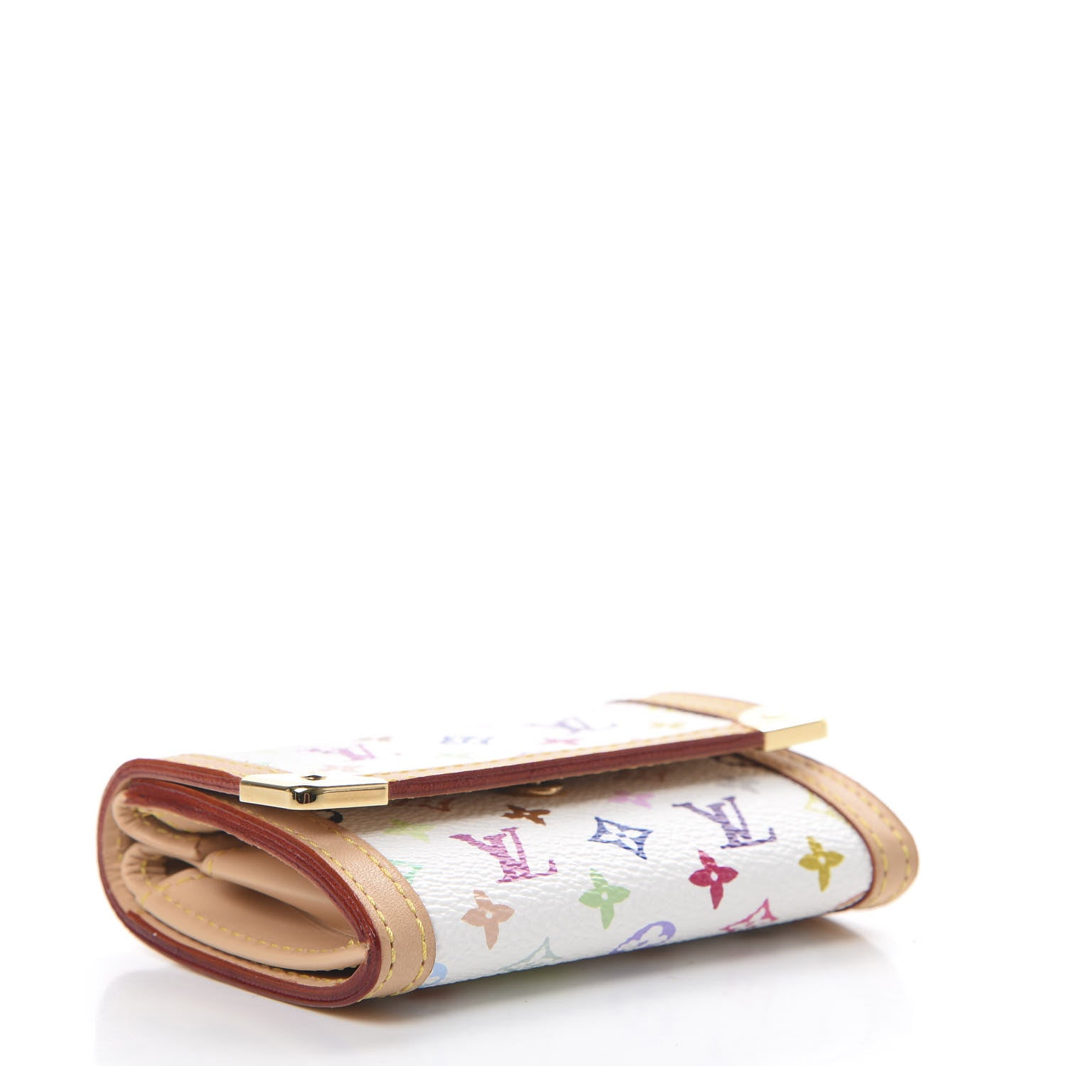 Louis Vuitton Monogram Multicolor Porte-Monnaie Plat Coin Purse White 3 of 6
