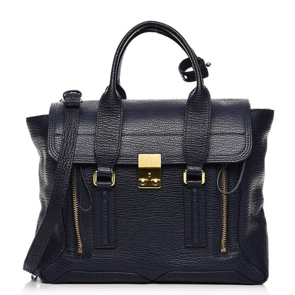 3.1 Phillip Lim 3.1 Textured Calfskin Medium Pashli Satchel Ink 1 of 9