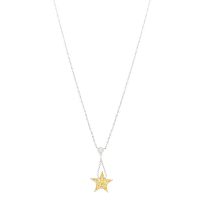 Tiffany Platinum Diamond Yellow Sapphire Star Drop Necklace 1 of 5