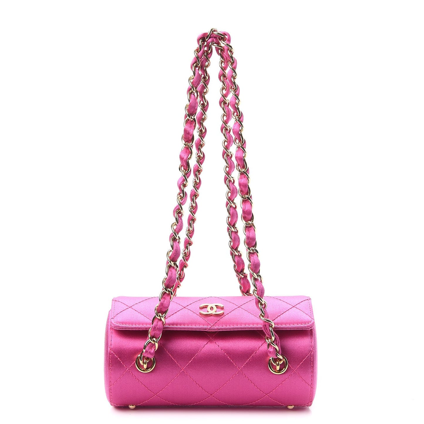 Satin Quilted Evening Bag Fuchsia