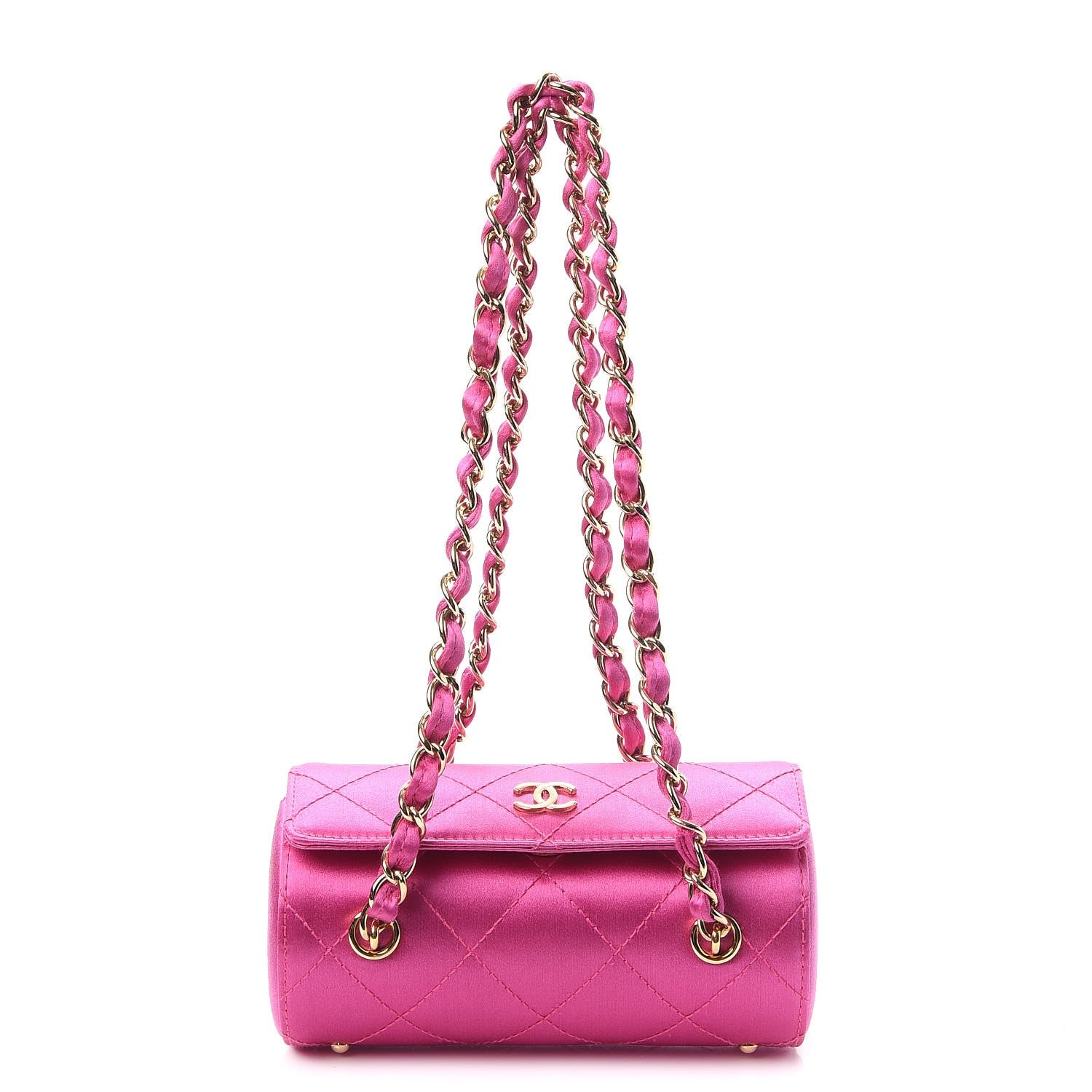 Chanel Satin Quilted Evening Bag Fuchsia 1 of 9