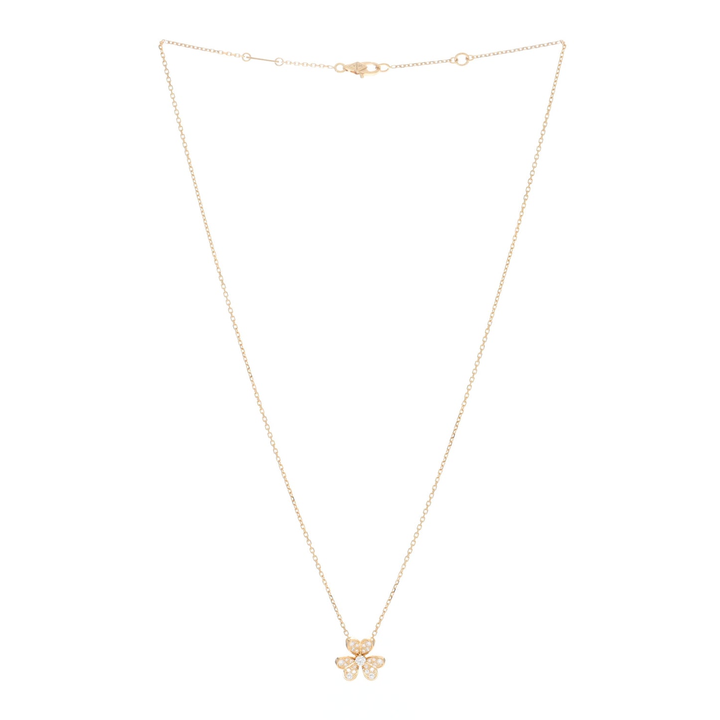 18K Yellow Gold Diamond Mini Frivole Pendant Pave Necklace