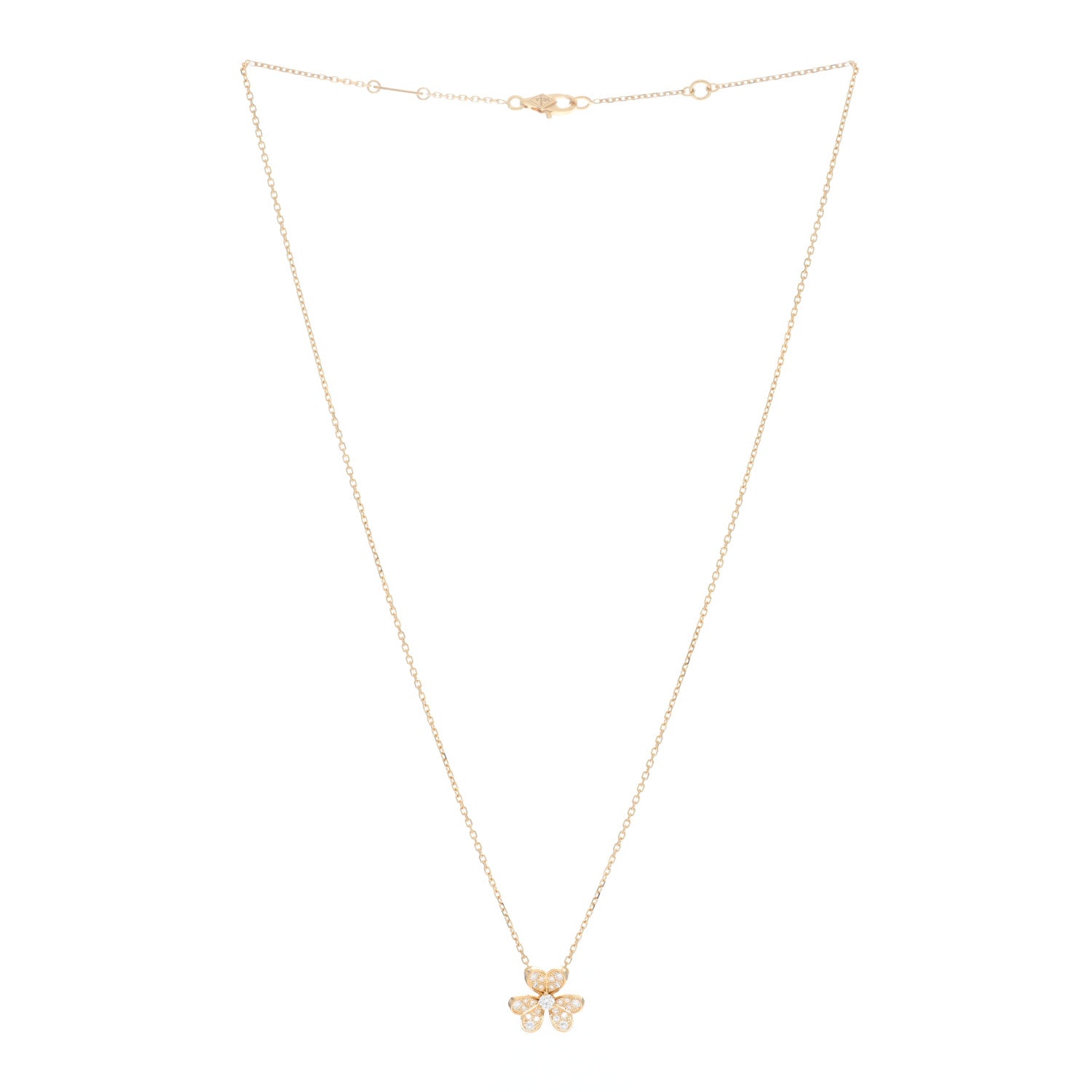 Van Cleef & Arpels 18K Yellow Gold Diamond Mini Frivole Pendant Pave Necklace 2 of 5