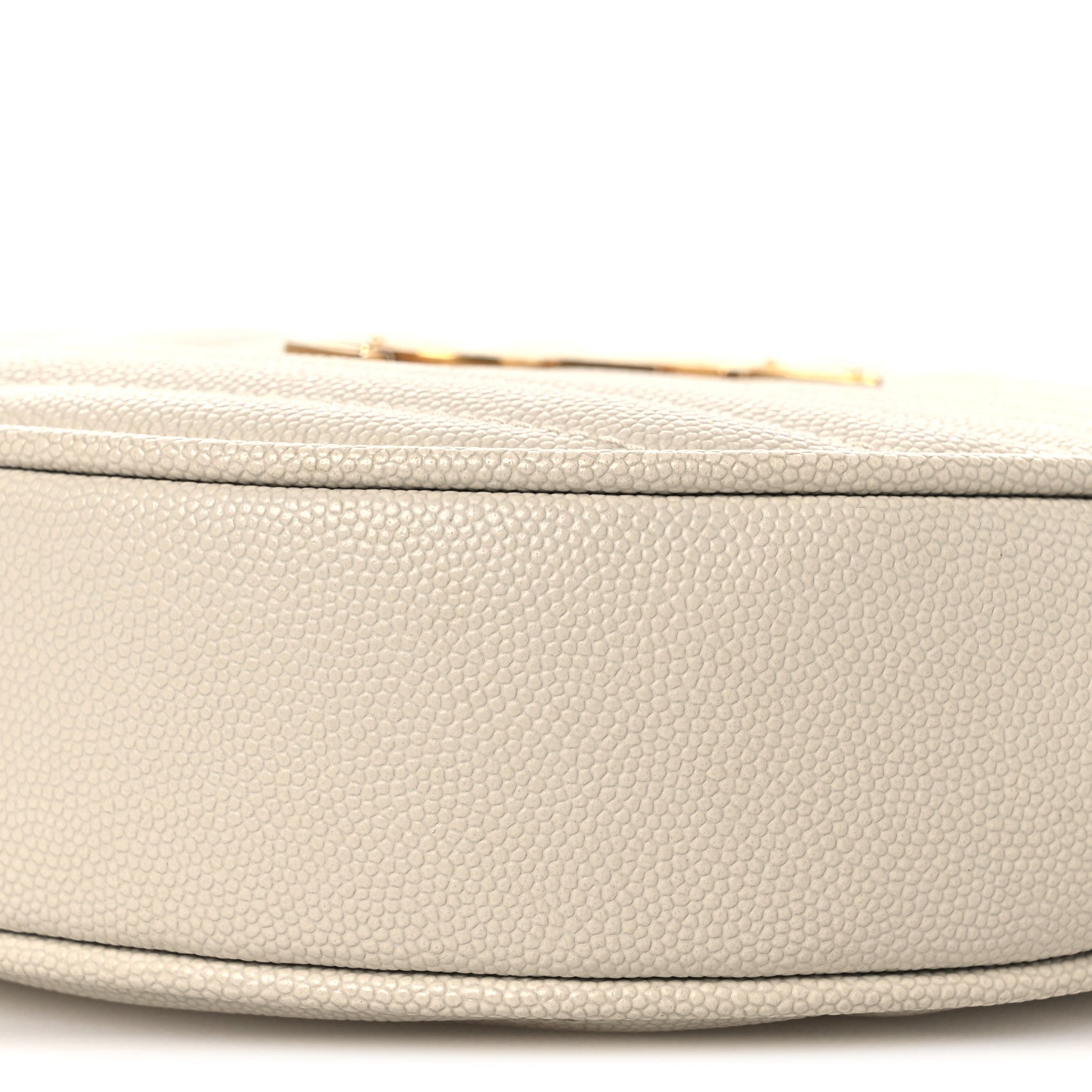 Saint Laurent Grain De Poudre Matelasse Chevron Quilted Round Vinyle Camera Bag Crema Soft 9 of 12