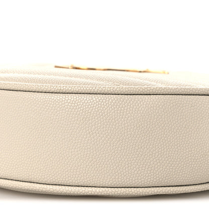 Saint Laurent Grain De Poudre Matelasse Chevron Quilted Round Vinyle Camera Bag Crema Soft 9 of 12