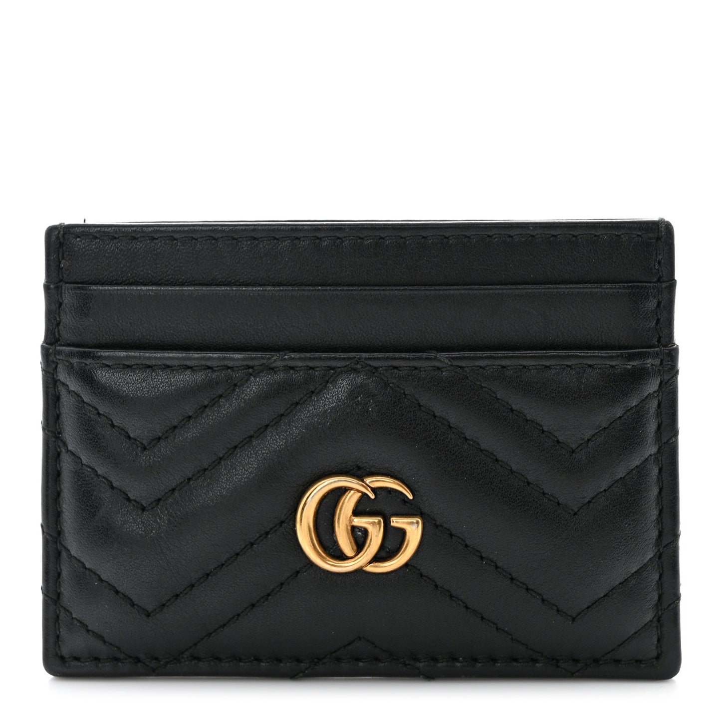 Calfskin Matelasse GG Marmont Card Holder Black