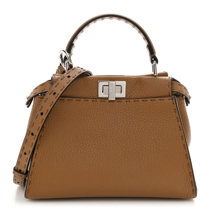 Fendi Cuoio Romano Selleria Bi-Color Mini Peekaboo Iconic Satchel Mou Milk 1 of 6