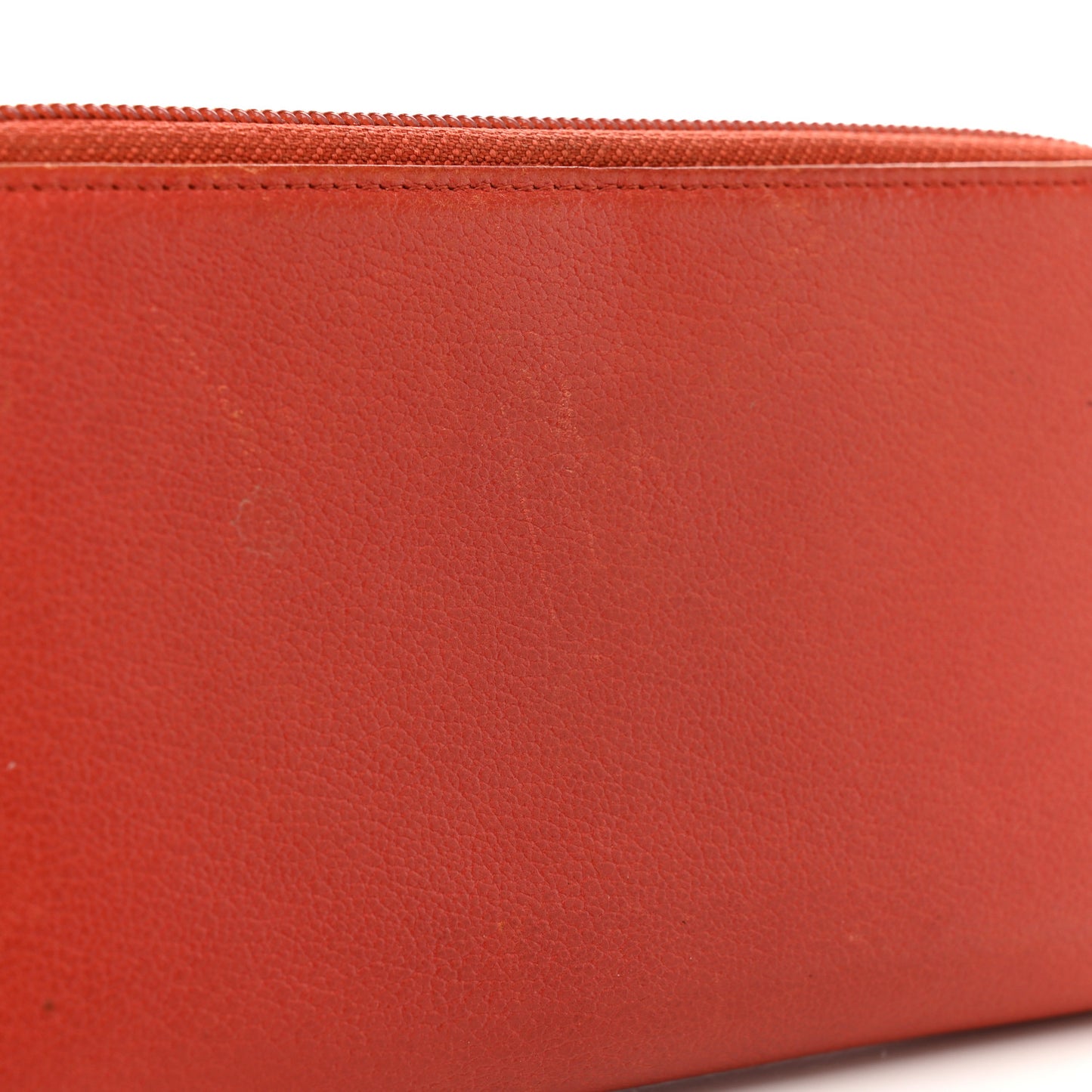 Calfskin Camelia Foil Zip Around Wallet Red