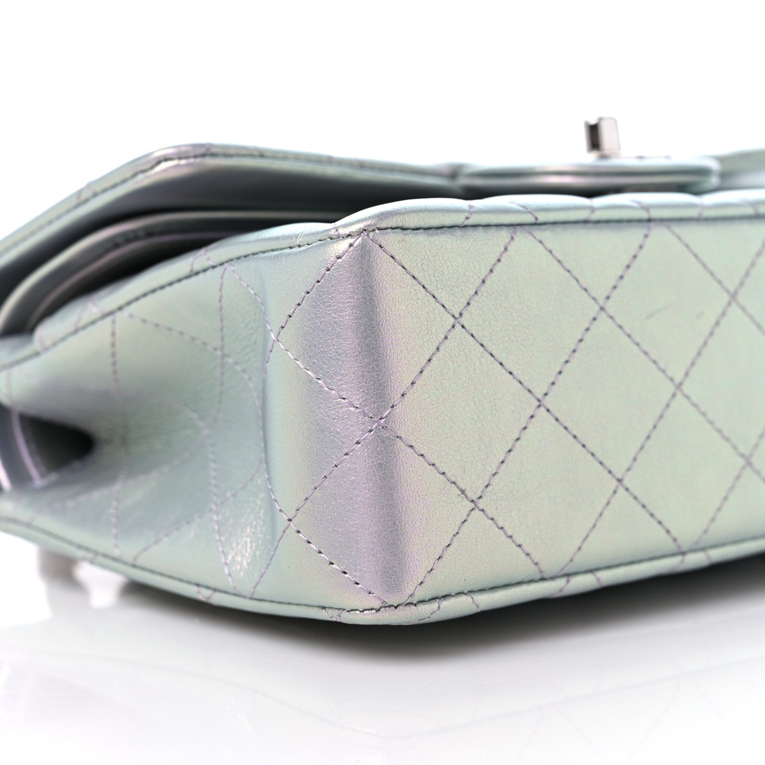 Chanel Iridescent Calfskin Quilted Small Double Flap Light Purple 8 of 13