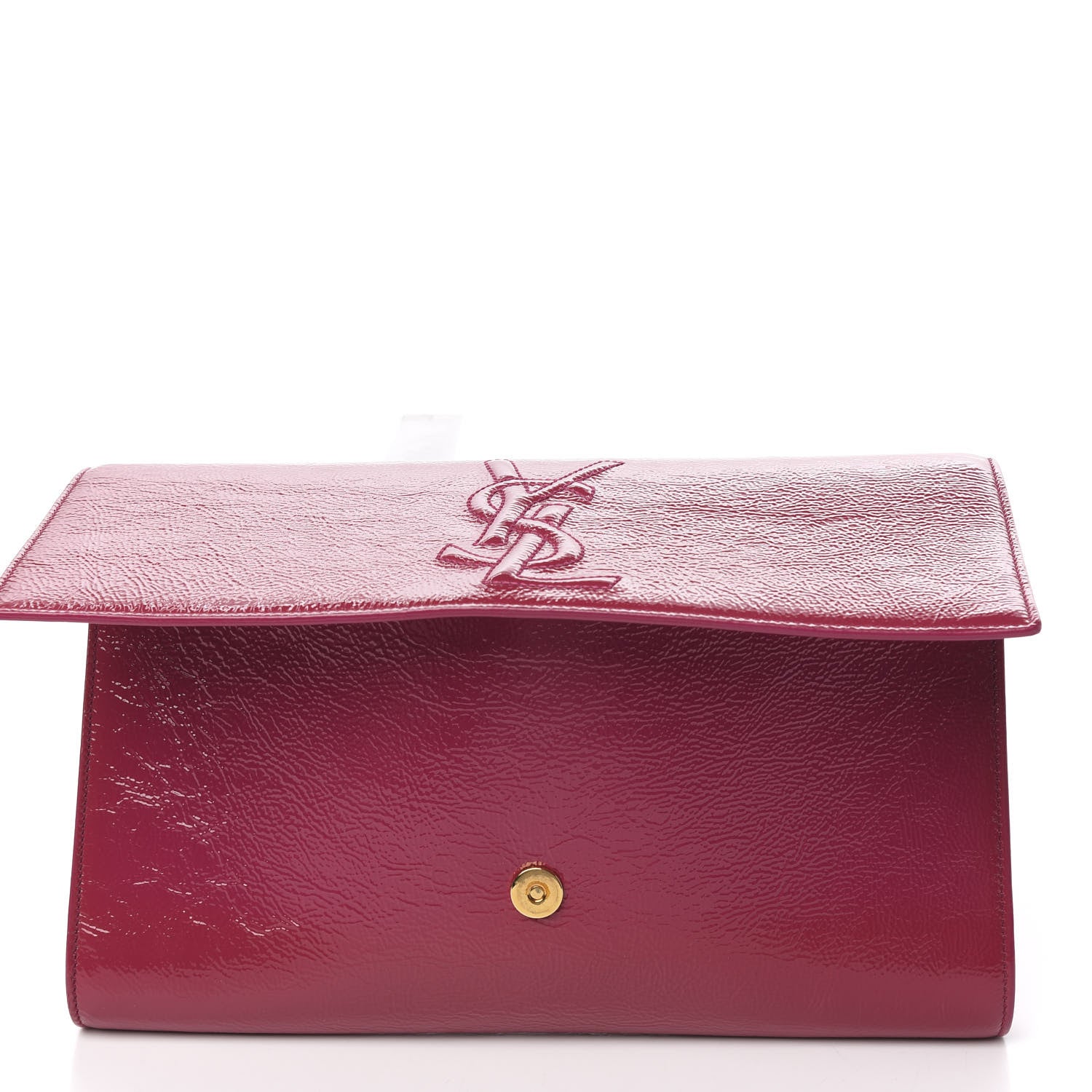 Saint Laurent Textured Patent Monogram Large Belle De Jour Clutch Fuchsia 7 of 10