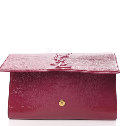 Saint Laurent Textured Patent Monogram Large Belle De Jour Clutch Fuchsia 7 of 10