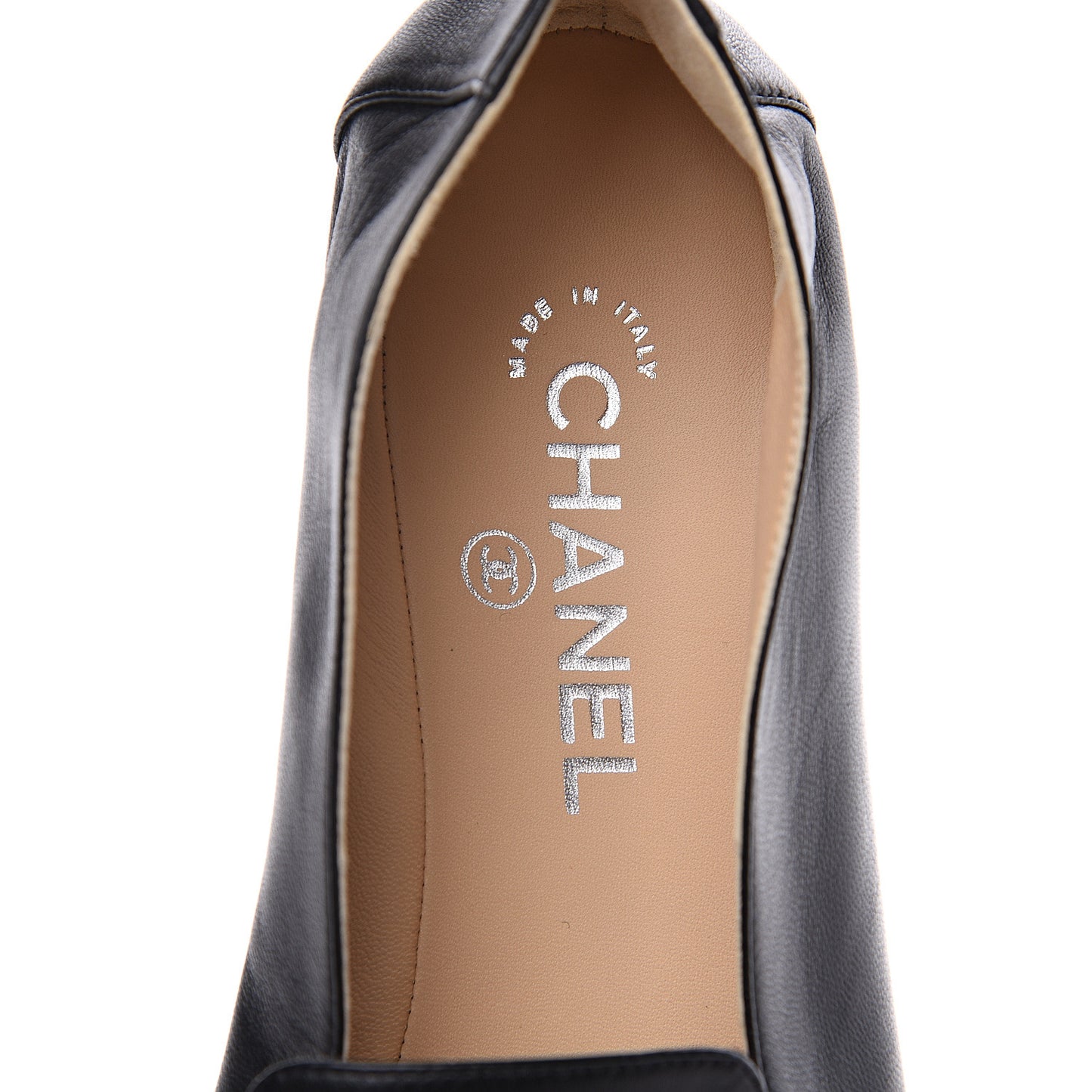 Calfskin Chain Loafers 40 Black