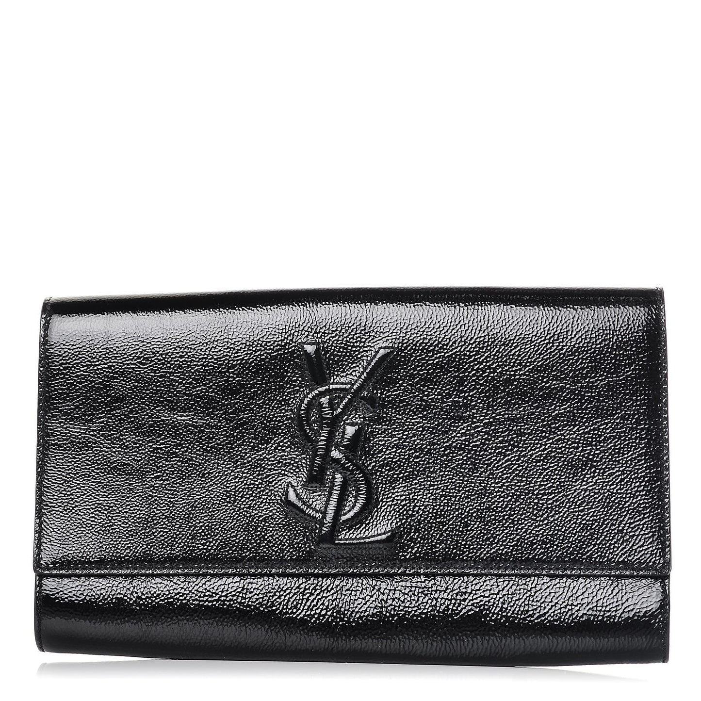 Textured Patent Monogram Large Belle De Jour Clutch Black