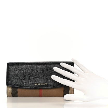 Burberry Grainy Calfskin House Check Continental Wallet Black 2 of 9