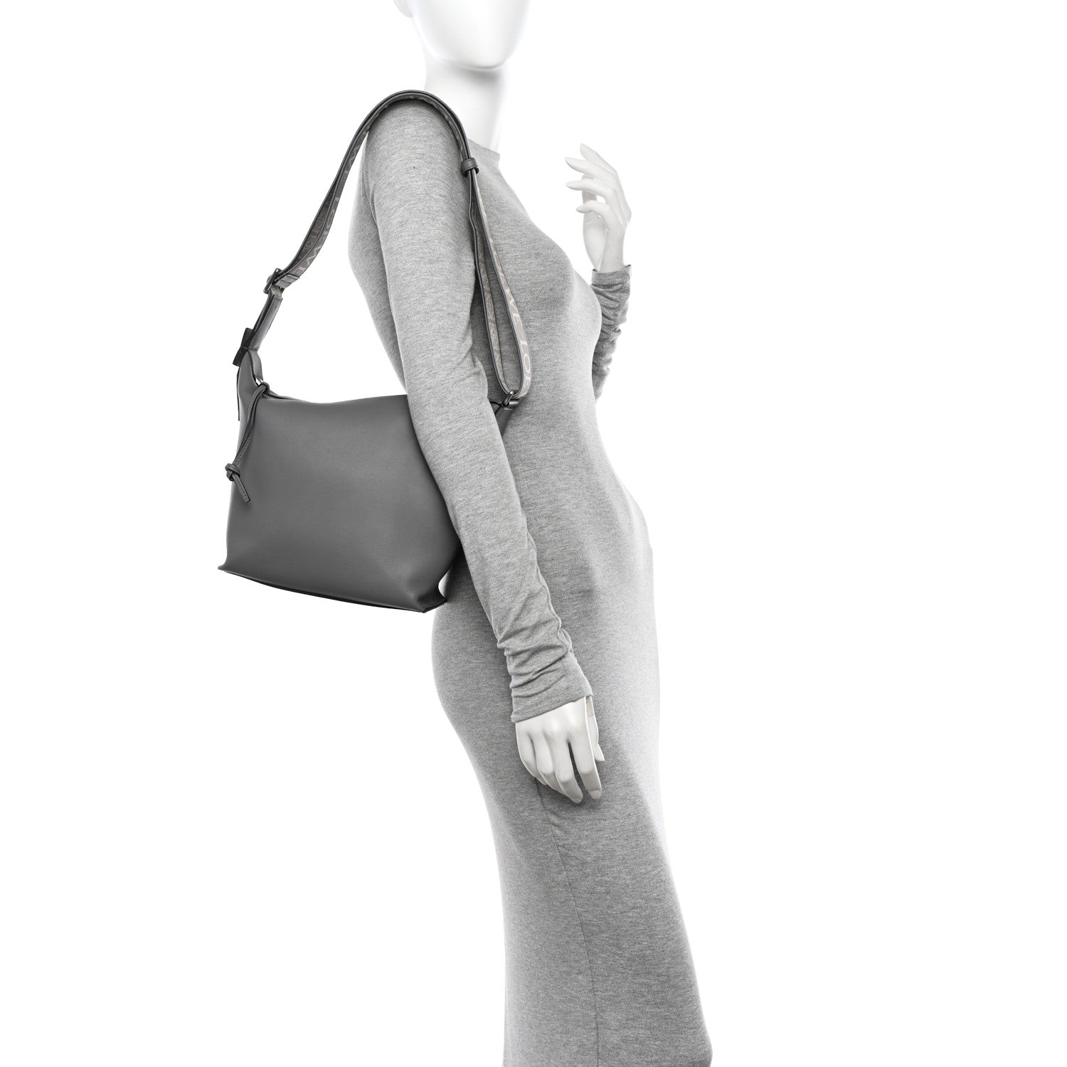 Loewe Supple Smooth Calfskin Jacquard Small Cubi Crossbody Bag Asphalt Grey 2 of 10