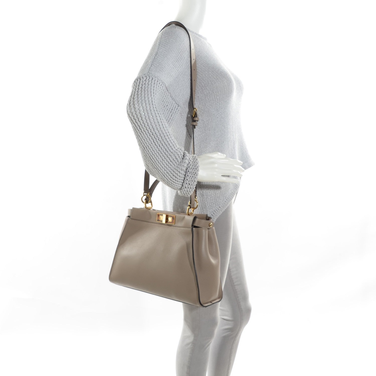 Fendi Vitello Seta Plexiglass Tortoise Medium Peekaboo Iconic Satchel Tortora 2 of 7