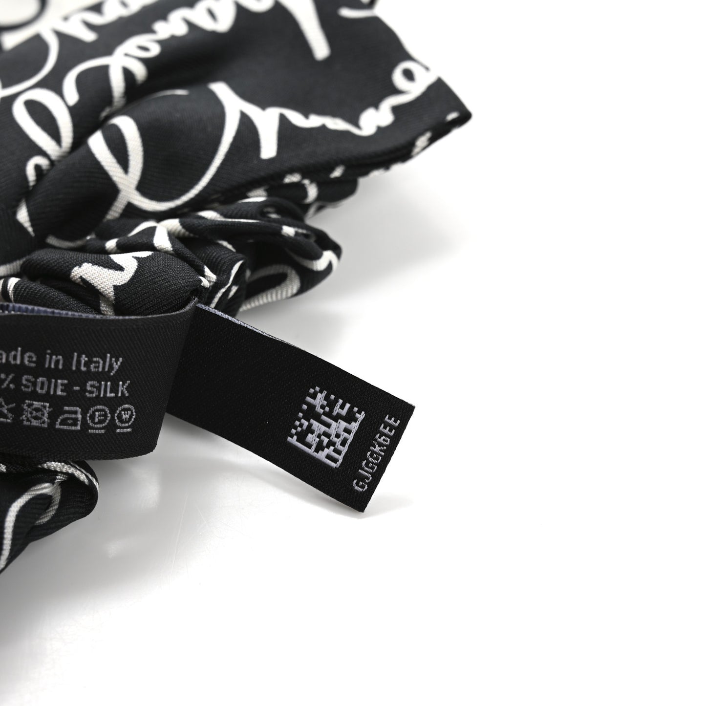 Silk Twill Logo Bow Hair Tie Black White