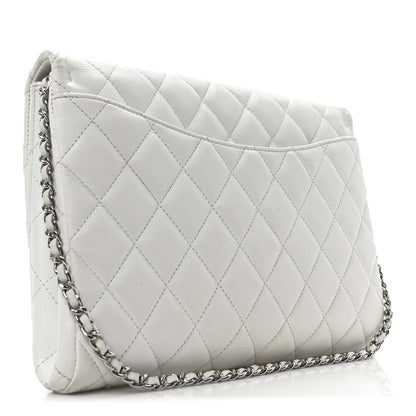 Chanel Caviar Quilted Clutch With Chain Flap White 3 of 10