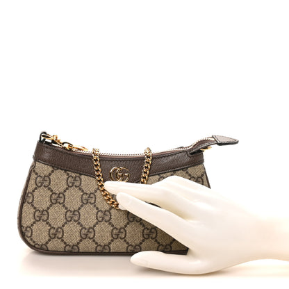 Gucci GG Supreme Monogram Textured Dollar Calfskin Mini Ophidia Chain Bag Beige Ebony 2 of 11