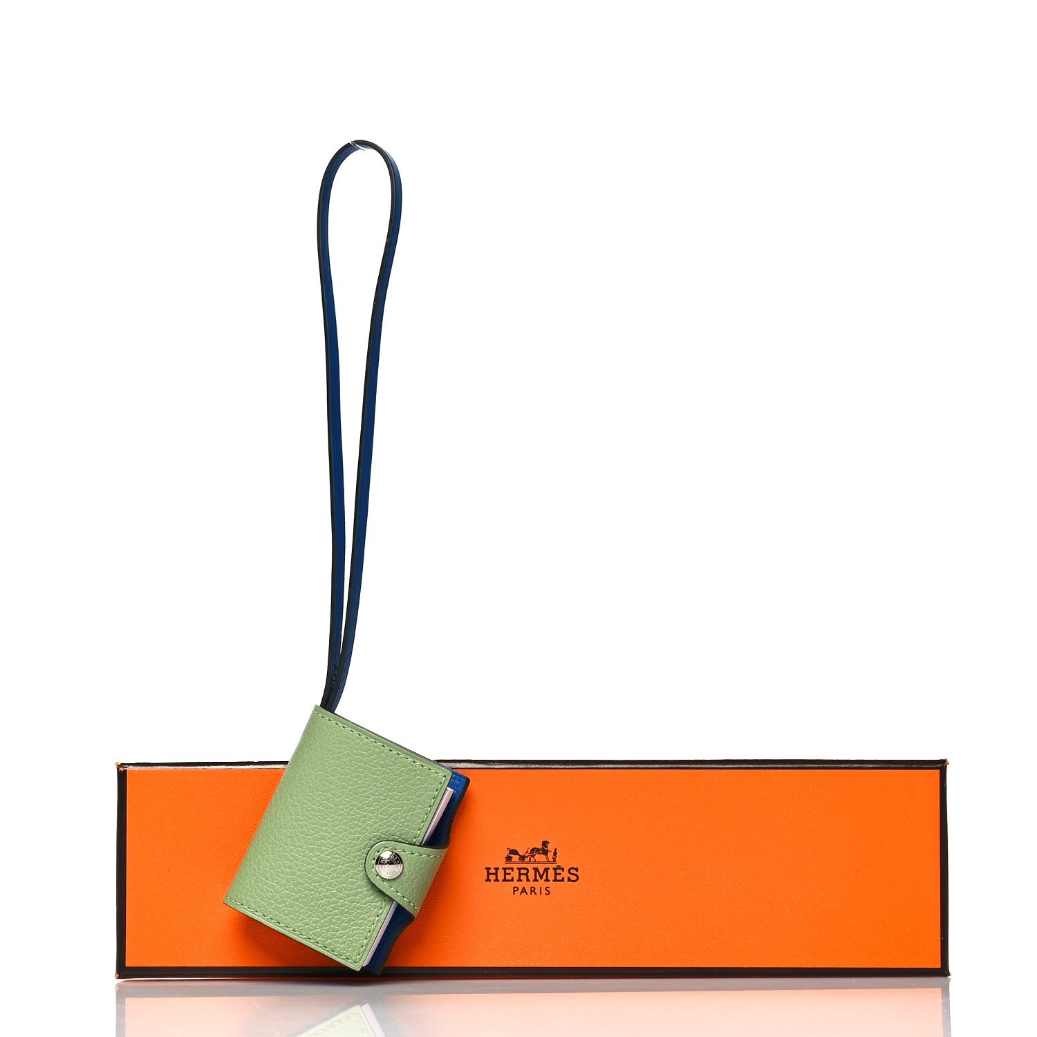 Hermes Evercolor Swift Verso Ulysse Nano Bag Charm Vert Criquet Bleu France 5 of 5
