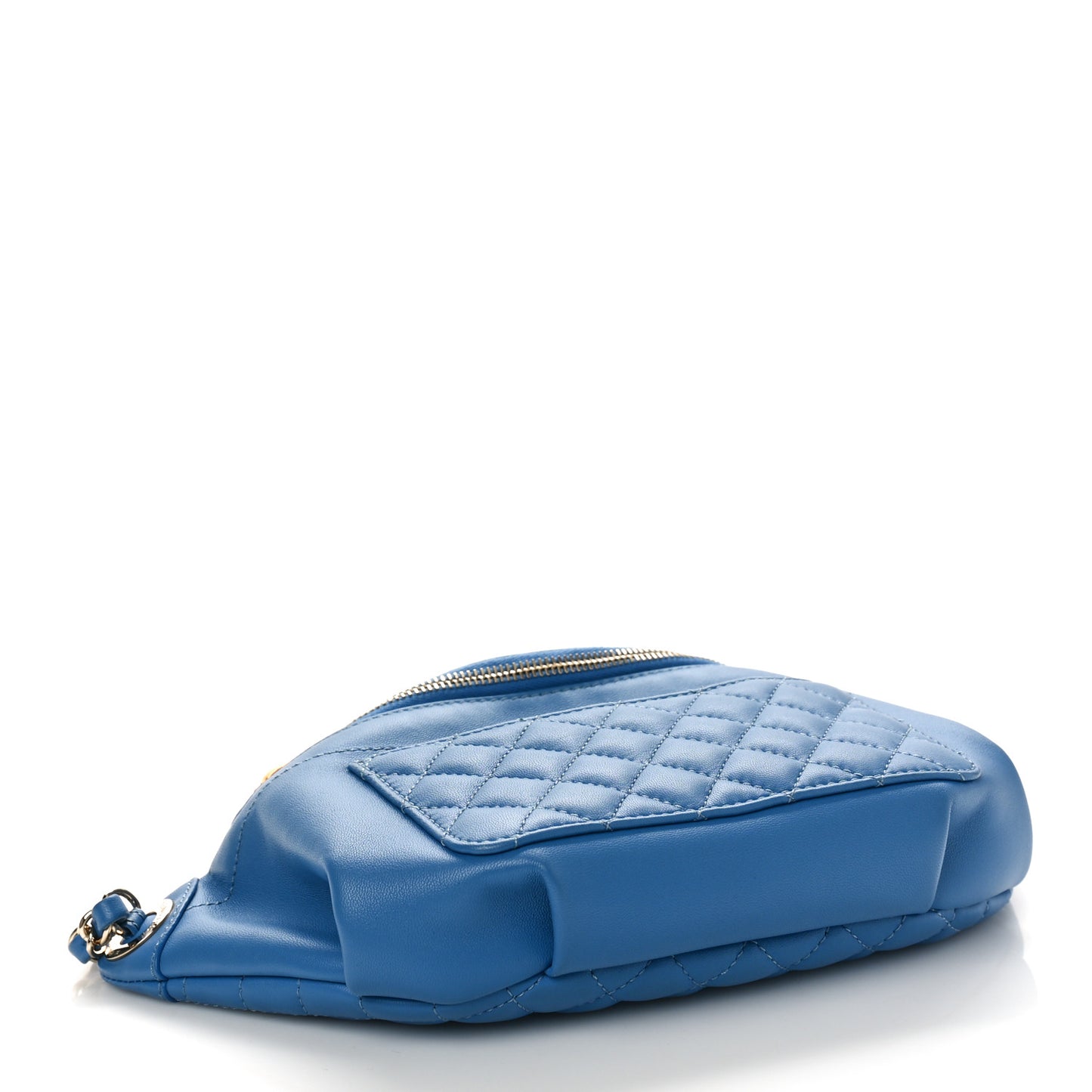 Crumpled Lambskin Quilted Waist Bag Fanny Pack Blue