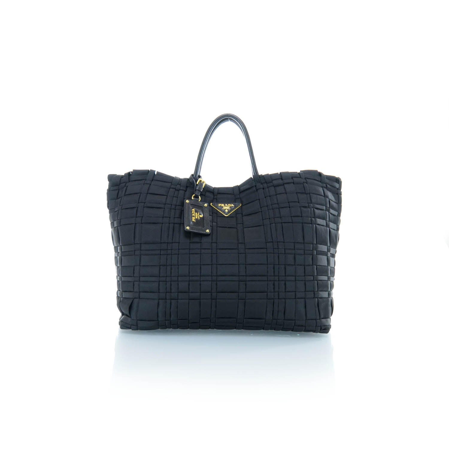 Prada Satin Woven Tote Black 1 of 11