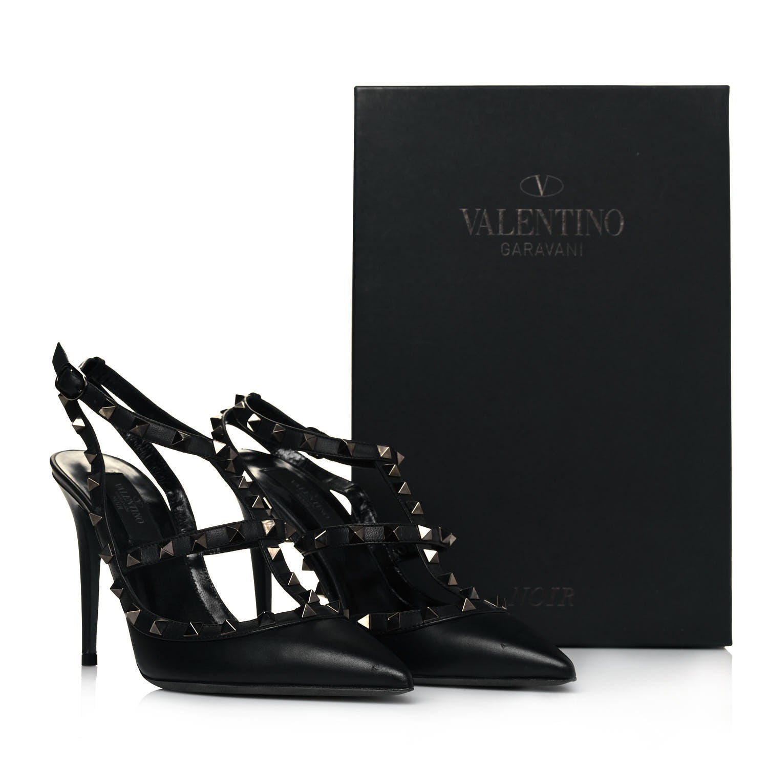 Valentino Garavani Calfskin Nappa Rockstud Ankle Strap 100mm Pumps 37.5 Black 7 of 7