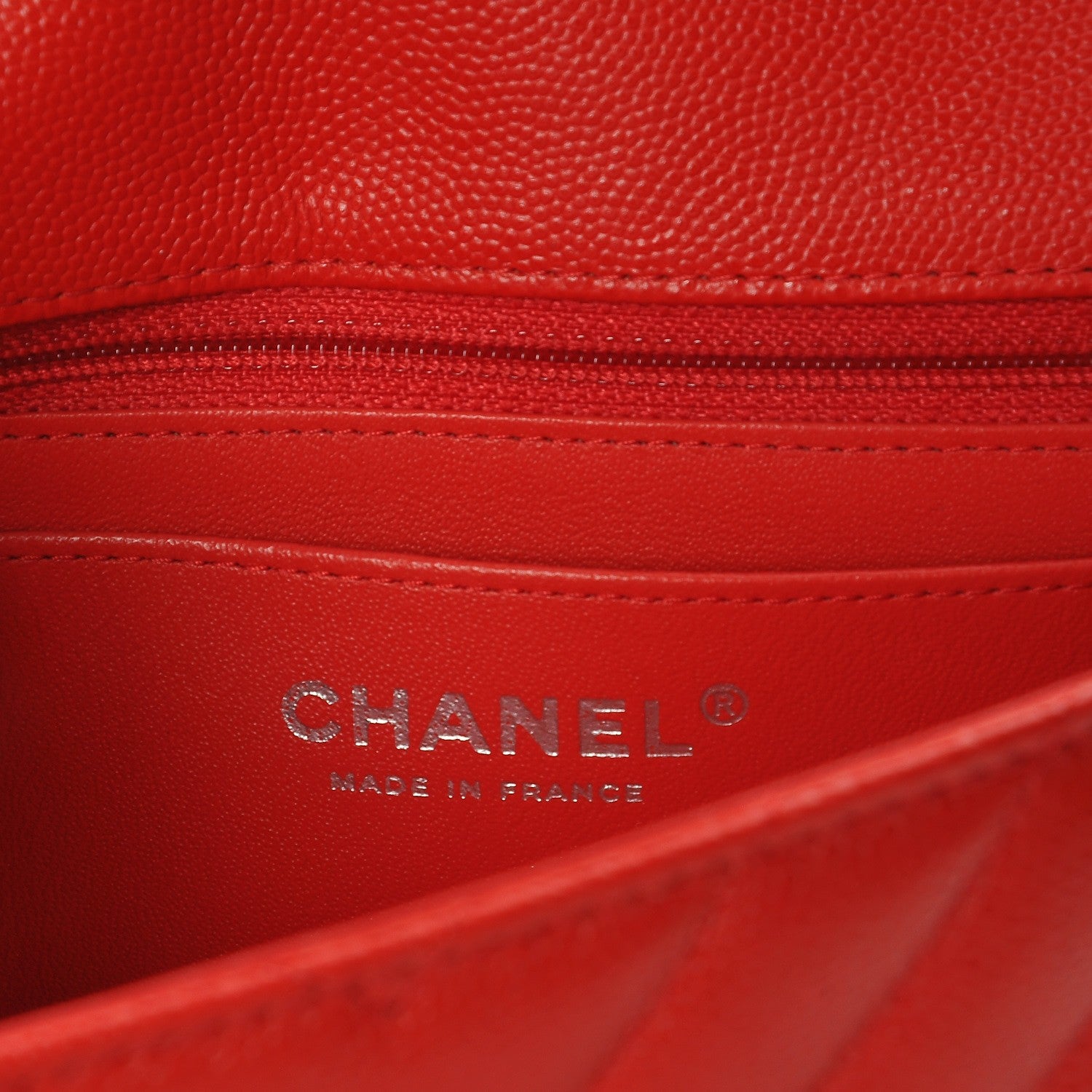 Chanel Caviar Chevron Quilted Mini Rectangular Flap Red 6 of 9